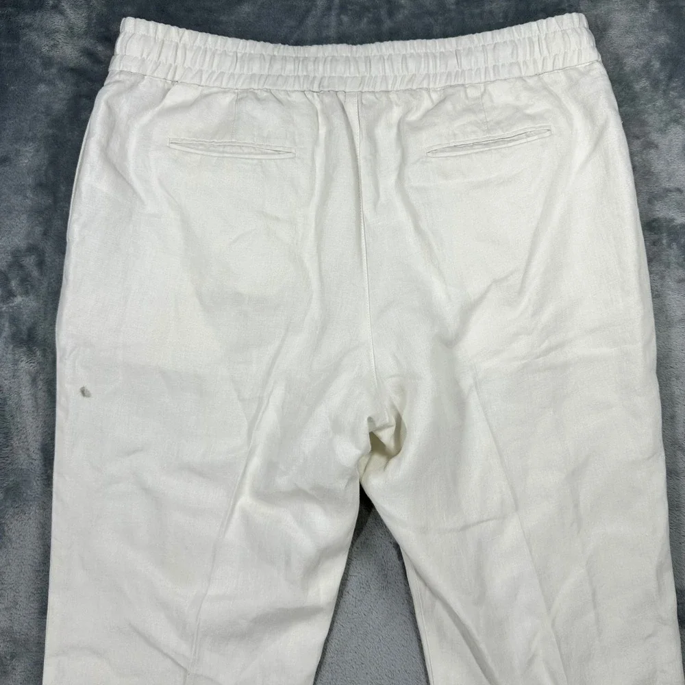 Orlebar Brown Cornell Off White Linen Trousers Mens 38 Portugal Drawstring Pants